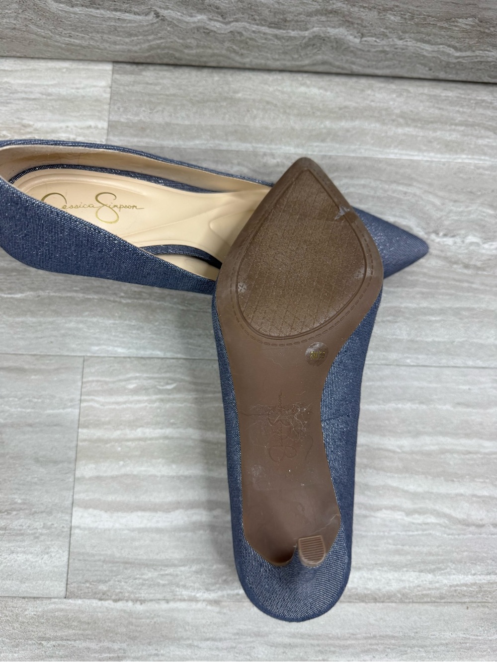 Jessica Simpson Nettles Denim Metallic Pump Heels Womens Size 8 - Picture 8 of 12
